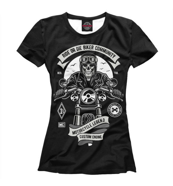 Футболка для девочек с изображением Ride or die biker club цвета Белый