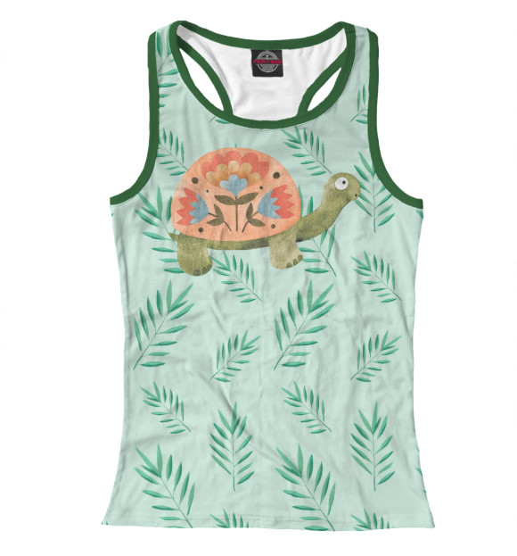 Женская майка-борцовка с изображением Черепашка цвета Белый