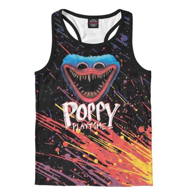 Мужская майка-борцовка с изображением Poppy Playtime цвета Белый