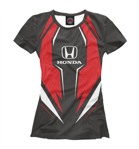 Женская футболка с изображением Honda Driver team Red цвета Белый