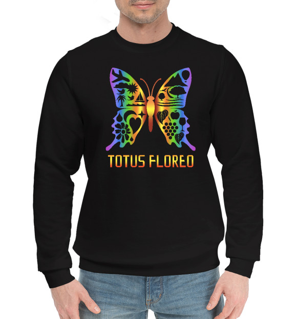 Мужской хлопковый свитшот с изображением Totus Floreo цвета Черный