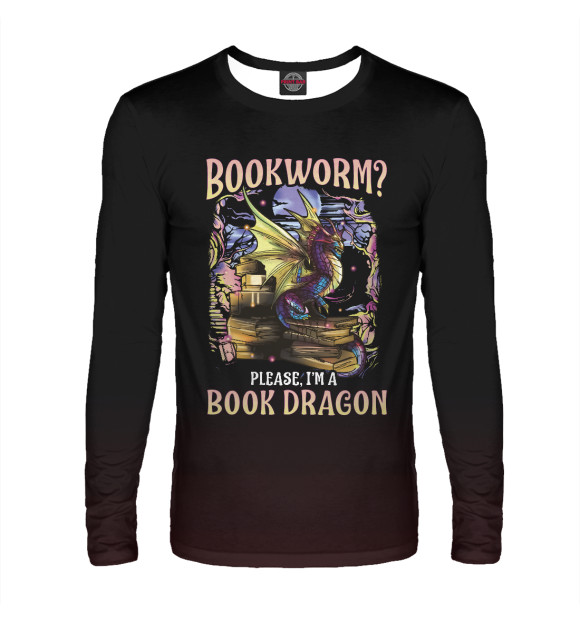 Мужской лонгслив с изображением Bookworm Please Dragon цвета Белый