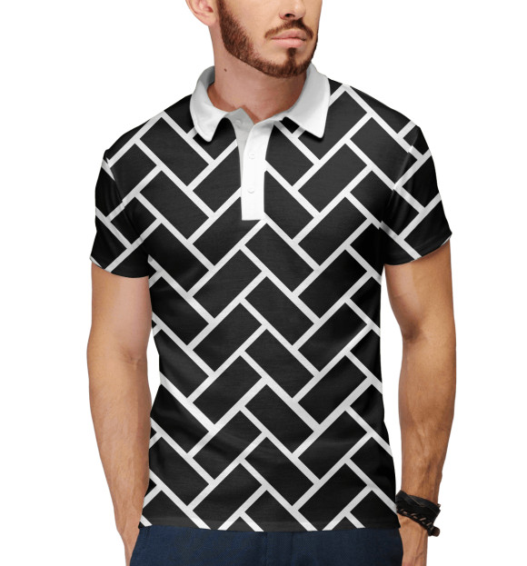 Мужское поло с изображением След протектора цвета Белый