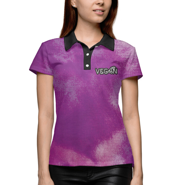 Женское поло с изображением Vegan Cherry цвета Белый