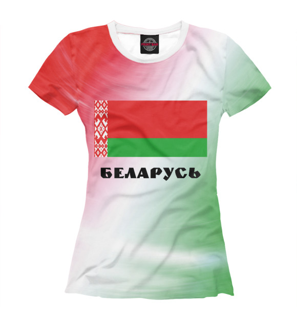 Футболка для девочек с изображением Беларусь цвета Белый