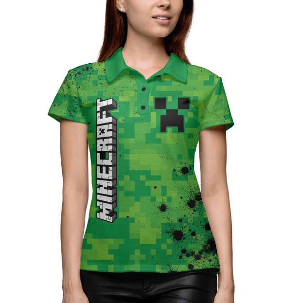 Женское поло с изображением Minecraft / Майнкрафт цвета Белый