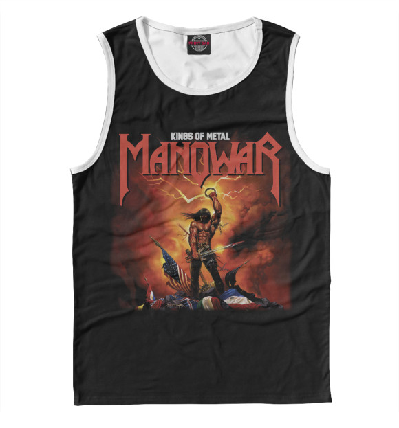 Мужская майка с притом Manowar цвета Белый Мужская майка с изображением Manowar цвета Белый