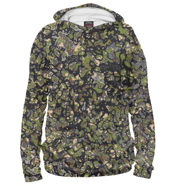 Женское худи с изображением Камуфляж-Абстракция цвета Белый