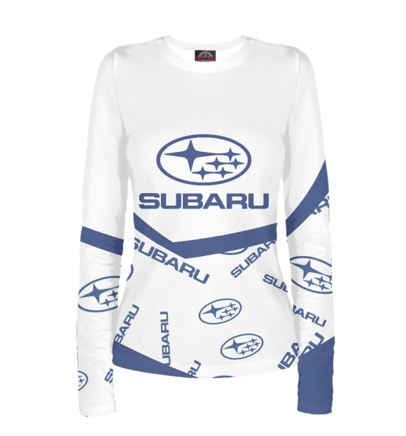 Женский лонгслив с изображением Subaru цвета Белый
