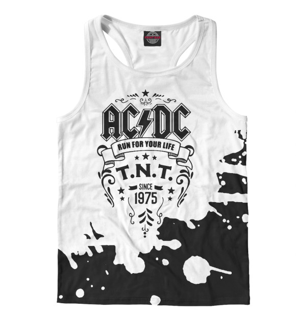 Мужская майка-борцовка с изображением AC/DC цвета Белый