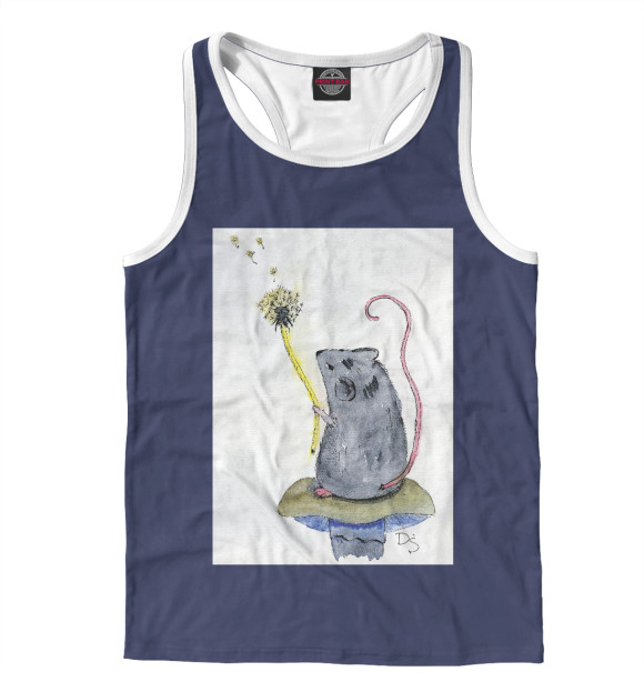 Мужская майка-борцовка с изображением Мышь цвета Белый