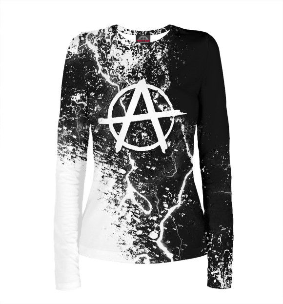 Женский лонгслив с изображением Символ Анархии цвета Белый
