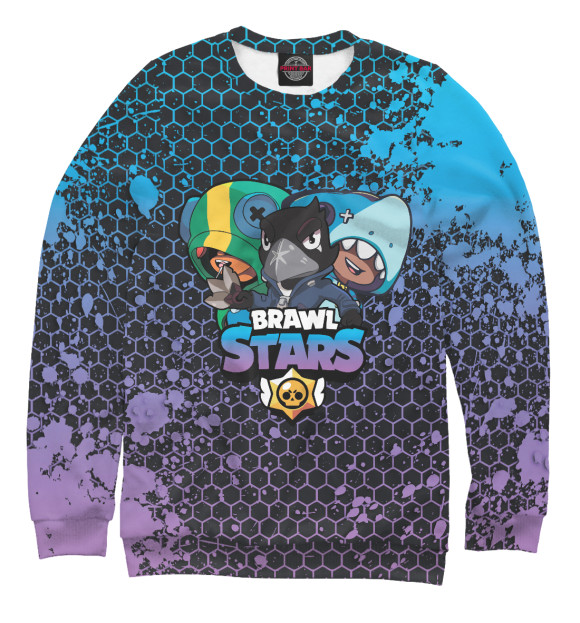 Свитшот для девочек с изображением Brawl Stars trio цвета Белый