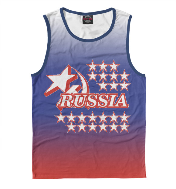 Майка для мальчика с притом Russia (звёзды) цвета Белый Майка для мальчика с изображением Russia (звёзды) цвета Белый