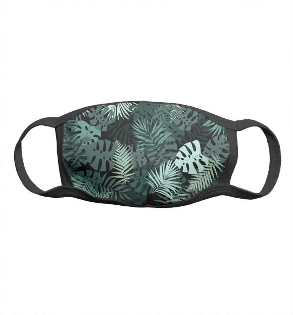 Маска тканевая с притом Тропические листья монстеры заленые цвета Белый Маска тканевая с изображением Тропические листья монстеры заленые цвета Белый