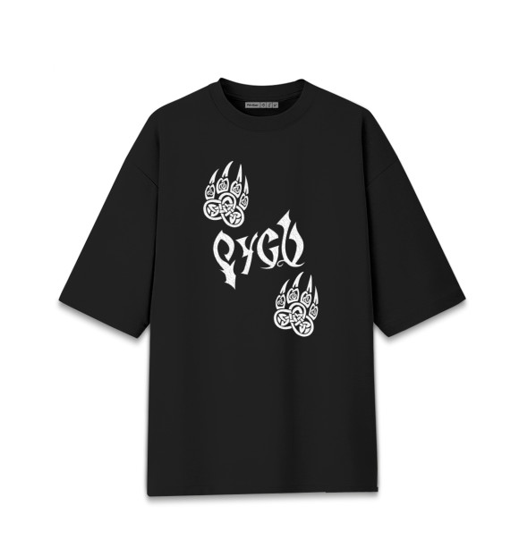 Женская футболка оверсайз с изображением Язычество Русь цвета Черный