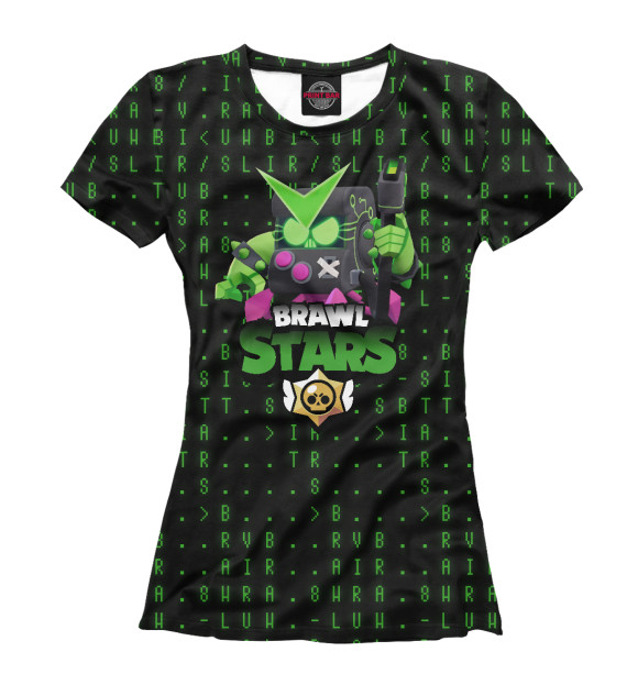 Женская футболка с изображением Brawl Stars Virus 8-Bit цвета Белый