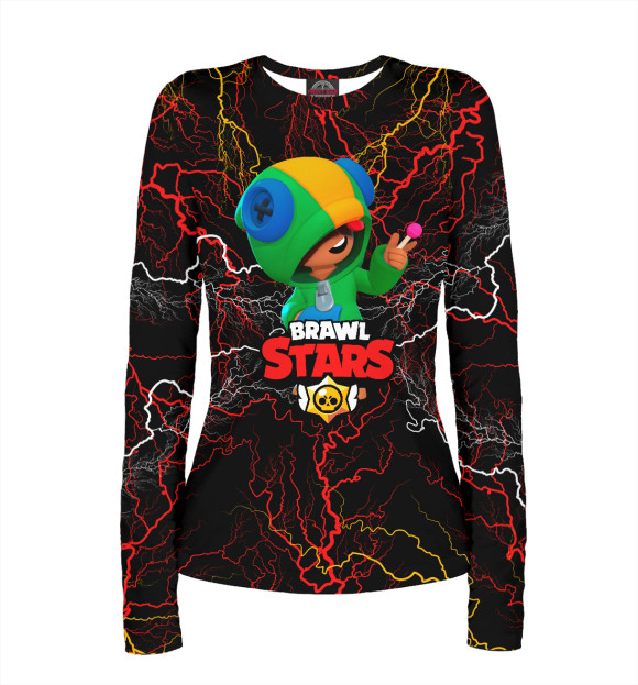 Женский лонгслив с изображением Brawl Stars Молнии цвета Белый