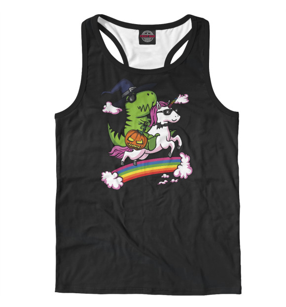 Мужская майка-борцовка с изображением Witch Rex Dinosaur Riding цвета Белый