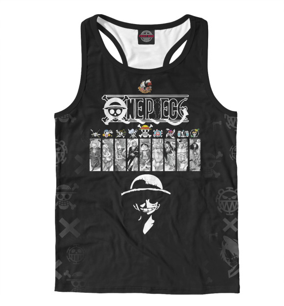 Мужская майка-борцовка с изображением One Piece Большой куш цвета Белый