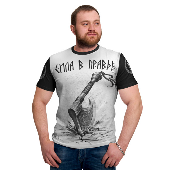 Мужская футболка с изображением Топор с печатью Велеса цвета Белый
