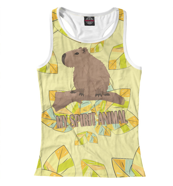 Женская майка-борцовка с изображением Капибара в джунглях цвета Белый