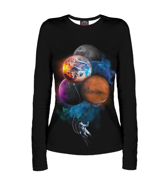 Женский лонгслив с изображением Космос цвета Белый