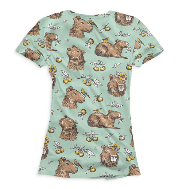 Футболка для девочек с изображением Капибара с ягодами цвета Белый