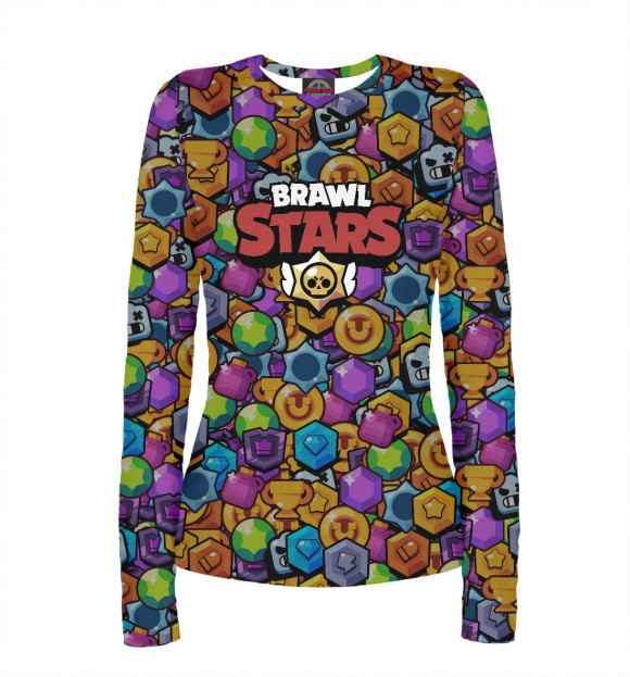 Женский лонгслив с изображением Brawl Stars цвета Белый