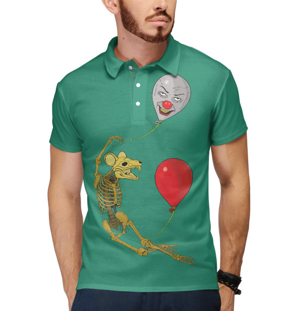 Мужское поло с изображением Крыса с шариками цвета Белый