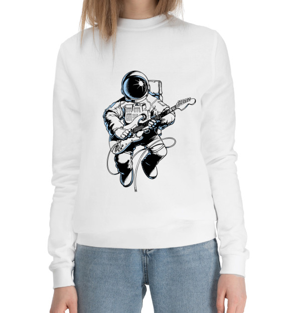 Женский хлопковый свитшот с изображением Space rock цвета Белый