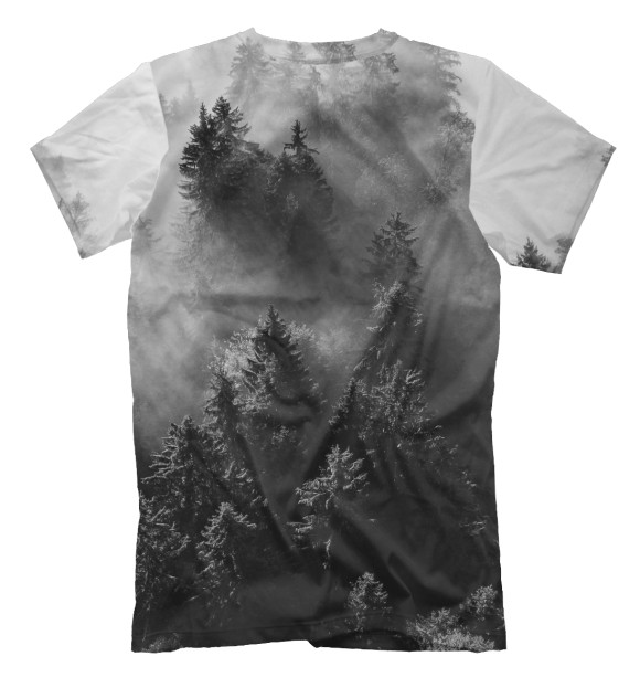 Мужская футболка с изображением Деревья в тумане цвета Белый