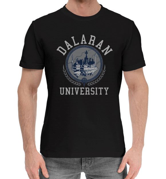 Мужская хлопковая футболка с изображением Университет Даларана цвета Черный
