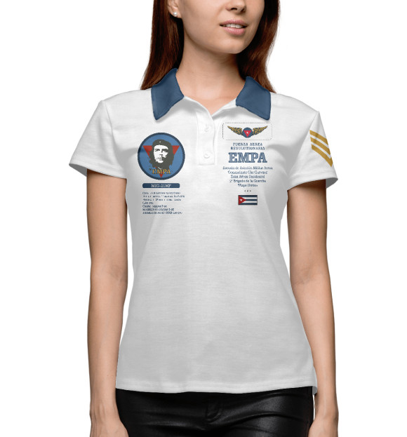 Женское поло с изображением Школа ВВС им. Че Гевары цвета Белый