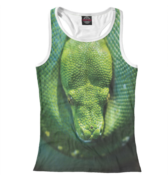 Женская майка-борцовка с изображением Зеленый змий цвета Белый