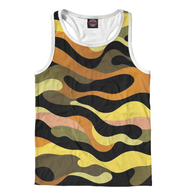 Мужская майка-борцовка с изображением Стильный камуфляж цвета Белый