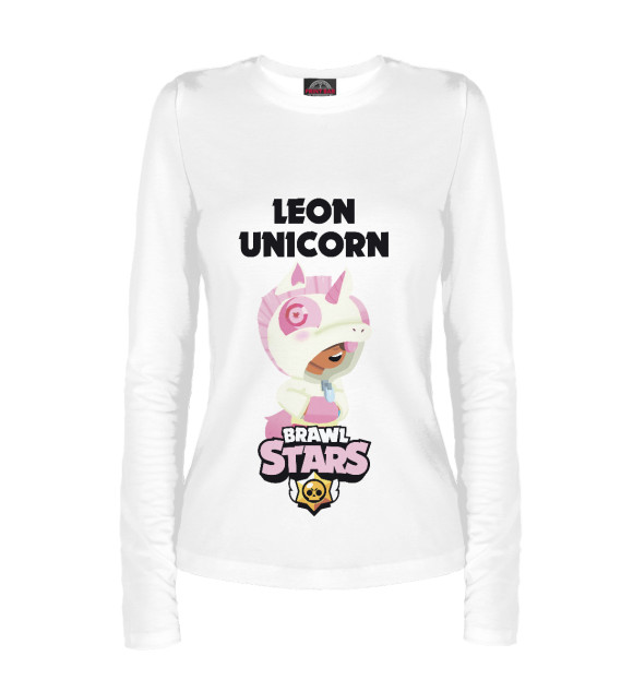Женский лонгслив с притом Brawl Stars UNICORN цвета Белый Женский лонгслив с изображением Brawl Stars UNICORN цвета Белый