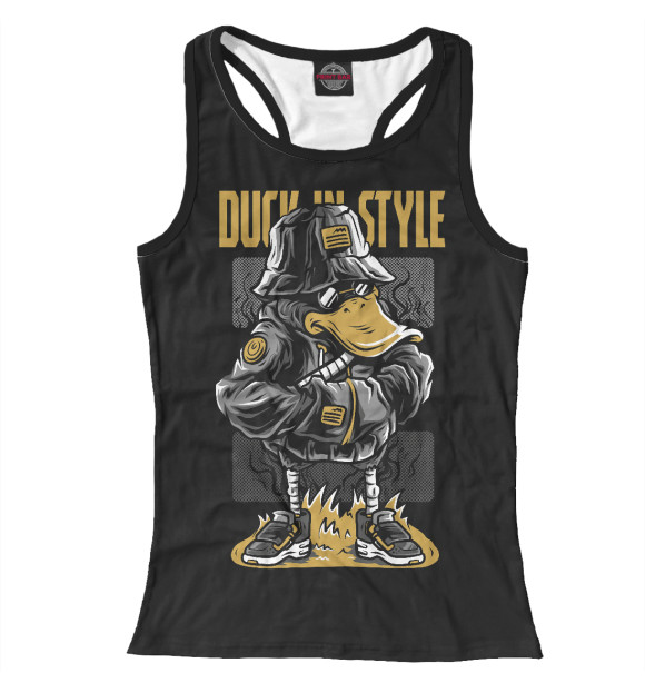 Женская майка-борцовка с притом DUCK STYLE цвета Белый Женская майка-борцовка с изображением DUCK STYLE цвета Белый