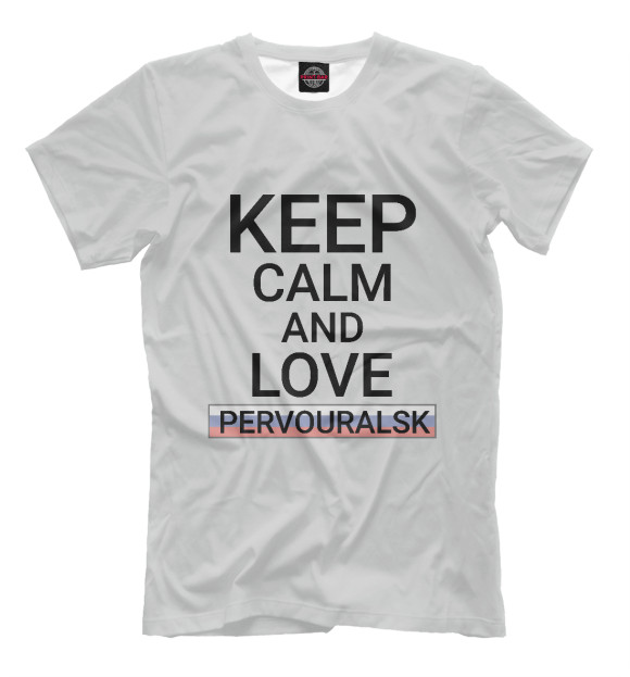 Мужская футболка с изображением Keep calm Pervouralsk цвета Белый