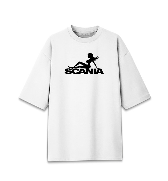 Мужская футболка оверсайз с изображением SCANIA цвета Белый