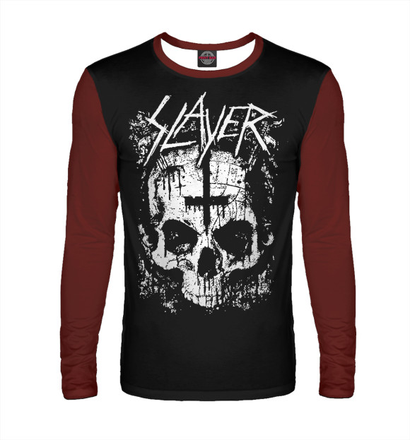 Мужской лонгслив с изображением Slayer (cross) цвета Белый