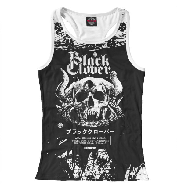 Женская майка-борцовка с изображением Чёрный клевер демон цвета Белый