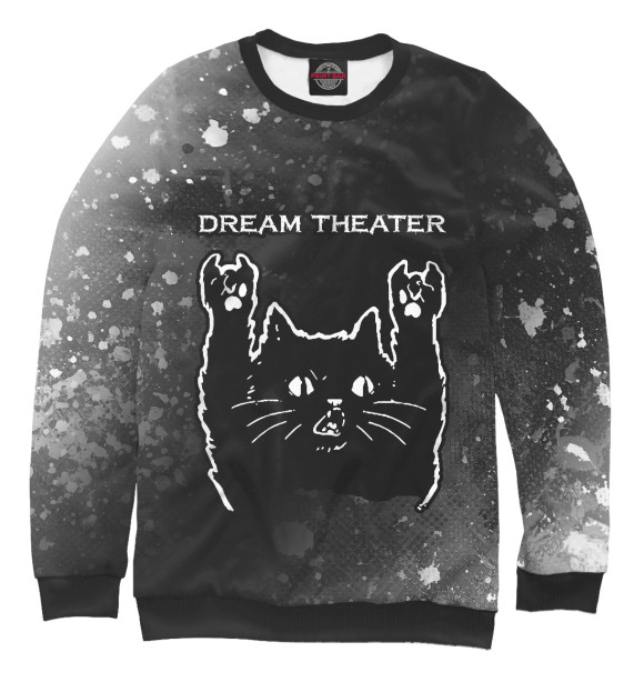 Свитшот для девочек с изображением Dream Theater - Рок Кот цвета Белый