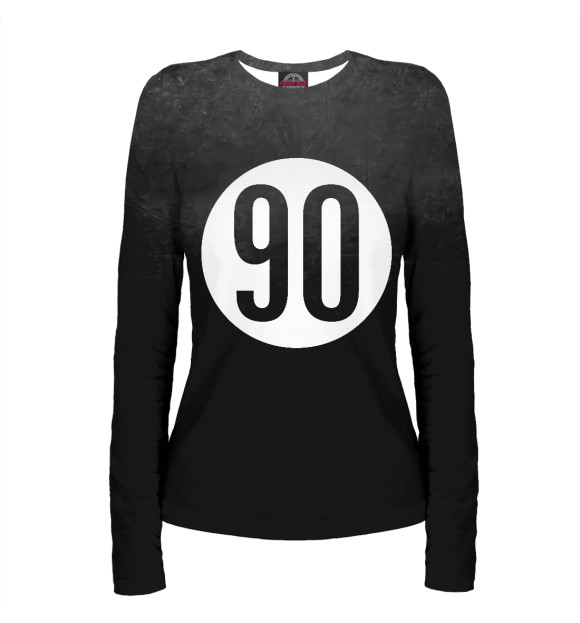 Женский лонгслив с изображением 90 in a Circle цвета Белый