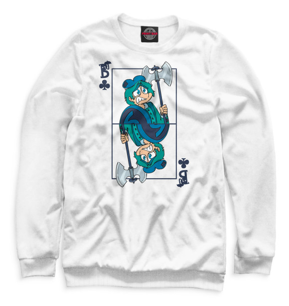 Мужской свитшот с изображением 13 карт цвета Белый