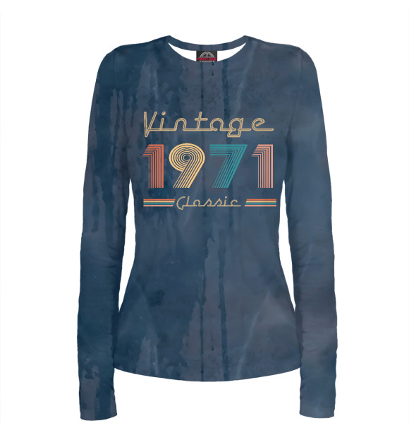 Женский лонгслив с изображением 1971 Vintage Classic Retro цвета Белый