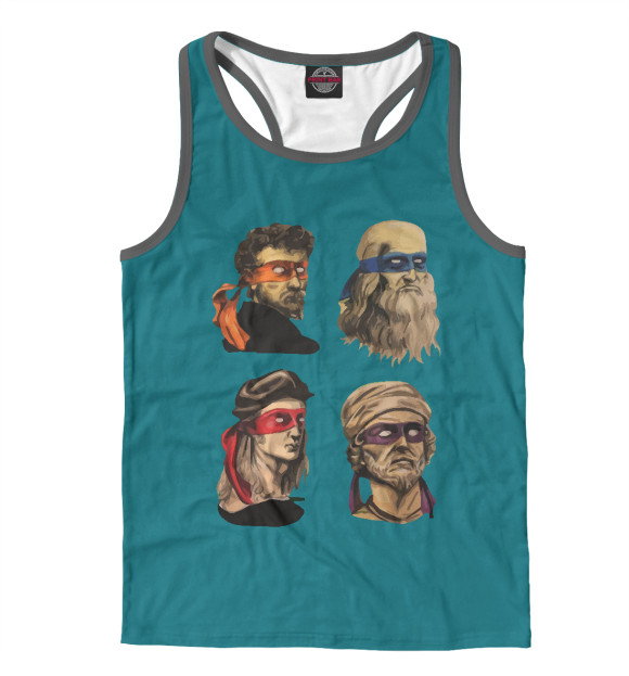 Мужская майка-борцовка с изображением Черепашки цвета Белый