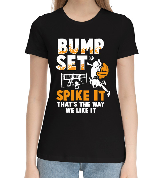 Женская хлопковая футболка с изображением Bump Set цвета Черный