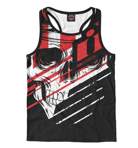 Мужская майка-борцовка с изображением Череп Icon красный цвета Белый