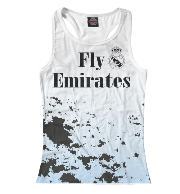 Женская майка-борцовка с изображением Реал Мадрид цвета Белый